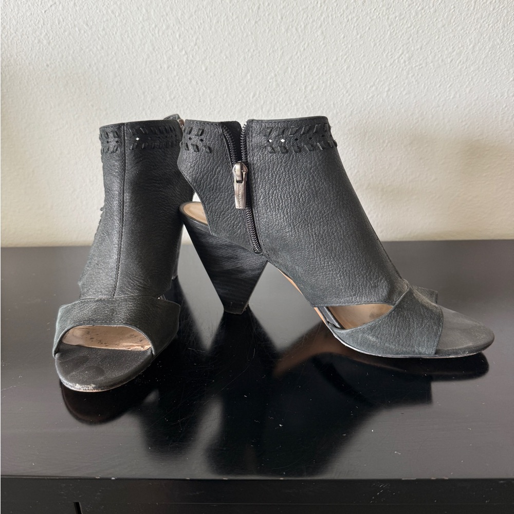 Vince Camuto Black Heeled Boots Peep-Toe